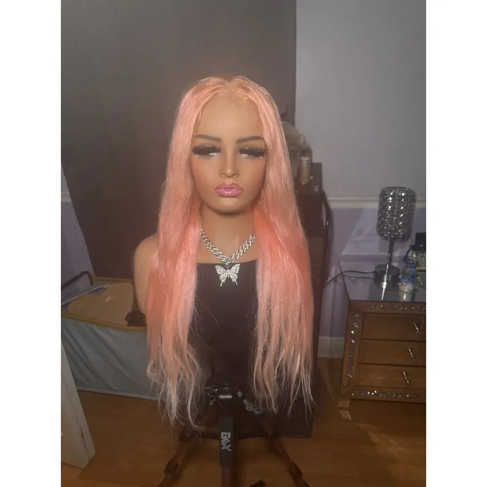 13x6 Lace Front Human Hair Wig Pink
